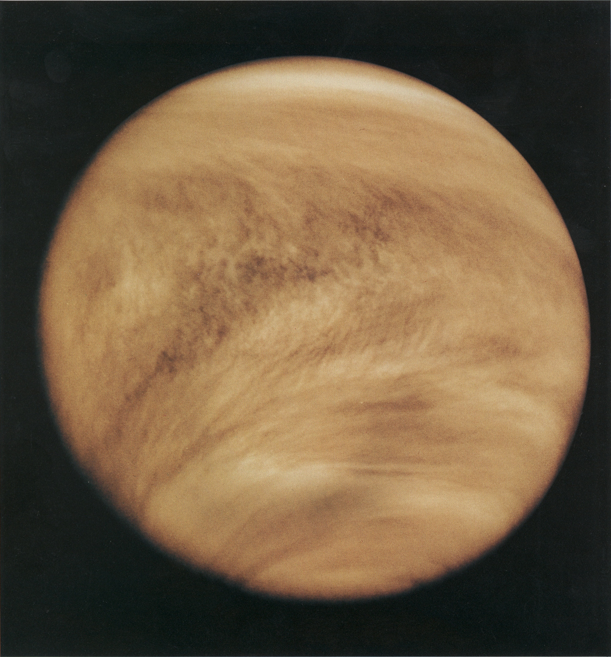 Fig. 1 - L’atmosfera di Venere vista nell’ultravioletto dalla sonda Pioneer Venus Orbiter nel 1979 - Crediti: Wikipedia.