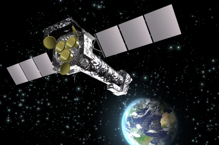 Fig. 2 -Immagine artistica del satellite ESA per l’astronomia X XMM lanciato il 10 dicembre del 1999. Crediti ESA / C. Carreau.