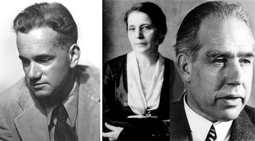 Fig. 6 - Otto Frisch, Lise Meitner e Niels Bohr. Crediti Wikipedia. 