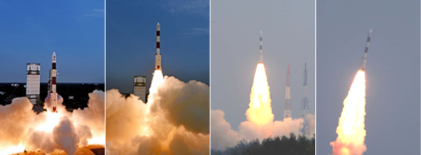 Fig. 1 - Il lancio del primo satellite indiano dedicato all'astronomia ASTROSAT con il vettore PSLV - Crediti ASTROSAT.