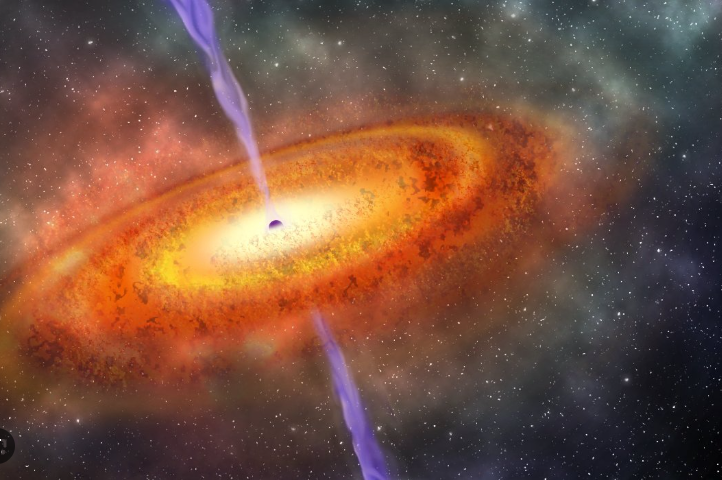 Fig. 3 - L’accrescimento di materia sui buchi neri supermassicci, responsabile di circa metà della radiazione cosmica in infrarosso, e ottico, e della quasi totalità della radiazione nei raggi X - Crediti: web.