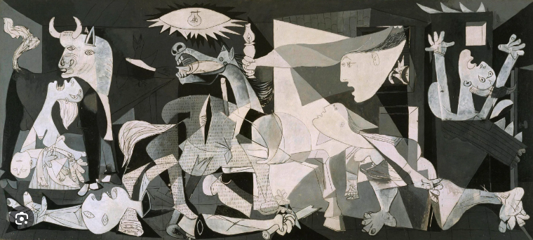 Fig. 4 - Guernica, di Pablo Picasso (dipinto nel 1937). Vero genio ... - Crediti: web.
