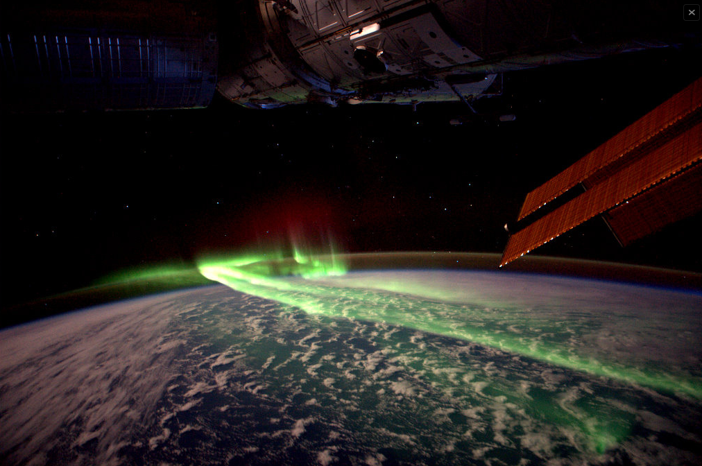 Fig. 5 - L’aurora australe ritratta dalla SSI dall’astronauta Kuipers - Crediti: ESA/NASA/A. Kuipers.