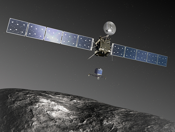 Fig. 3 - Immagine artistica del modulo Philae che atterrerà sulla cometa 67P/Churyumov–Gerasimenko - Crediti: web.