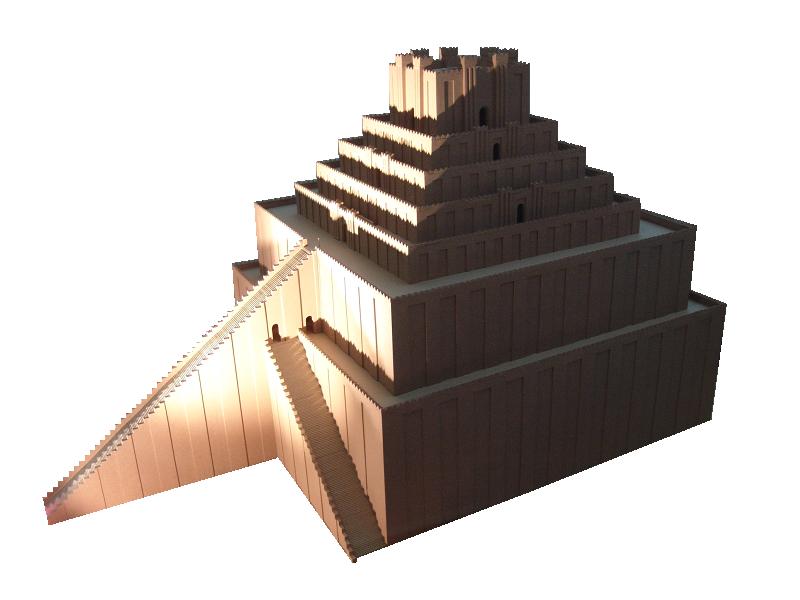 Fig. 1 - Modello di una possibile ricostruzione della ziqqurat di Babilonia, l'Etemenanki, conservato al Pergamonmuseum di Berlino - Crediti: wikipedia.