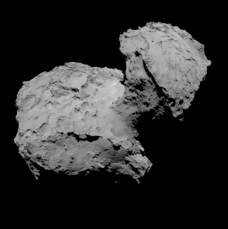 Fig. 1 - La cometa C67P ripresa dalla camera fotografica della sonda rosetta da soli 83 chilometri di distanza il 23 agosto scorso - Crediti: EUROPEAN SPACE AGENCY-ESAC.