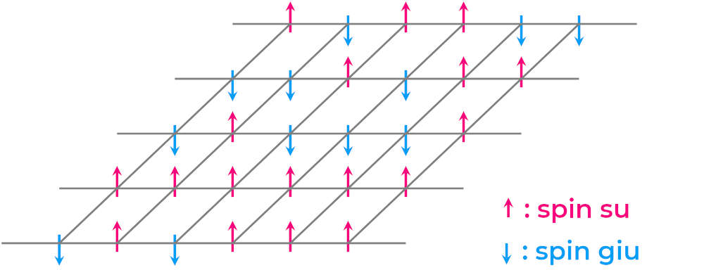 Modello di Ising in due dimensioni. Fonte: https://commons.wikimedia.org/wiki/File:2D_ising_model_on_lattice.svg