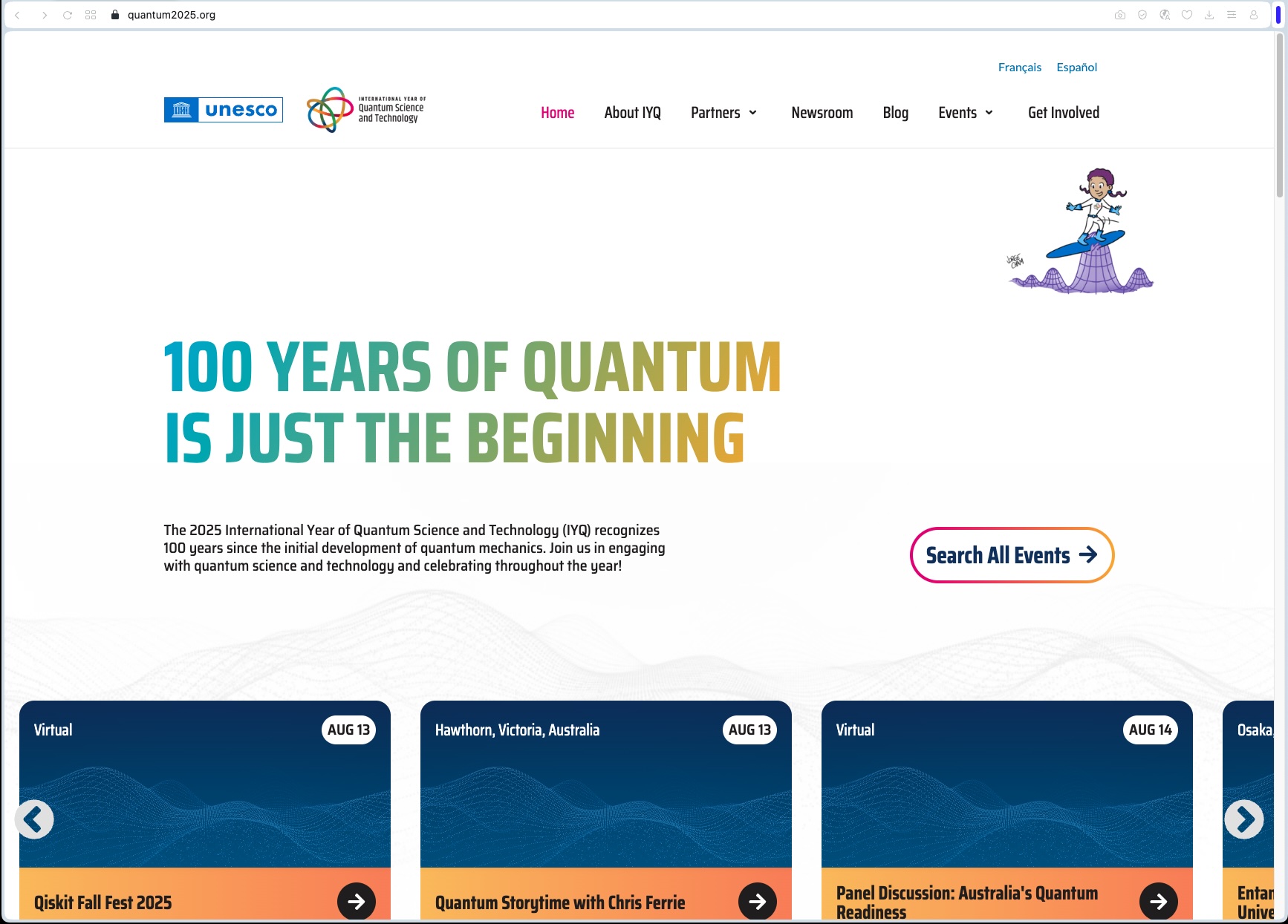 Fig. 1 - Sito web UNESCO dedicato al centenario della meccanica quantistica (https://quantum2025.org) - Crediti UNESCO.